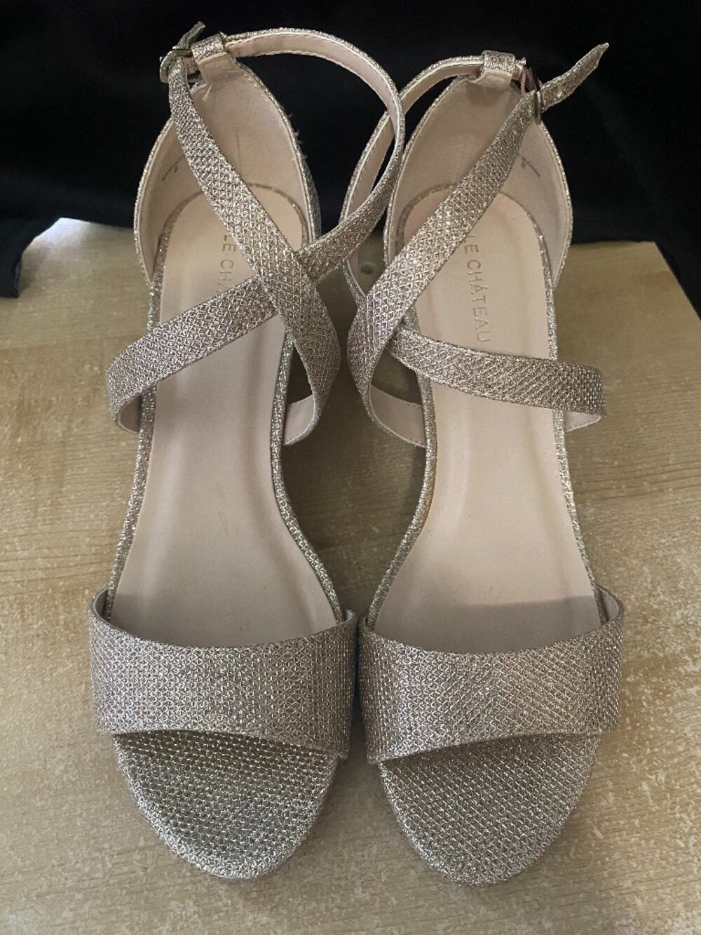 Le Château Sparkly Wedge Heels — Size 8